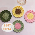 Cute Flower Crochet Coaster Set