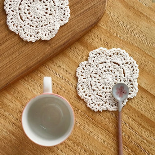Bohemian Floral Crochet Coaster Set