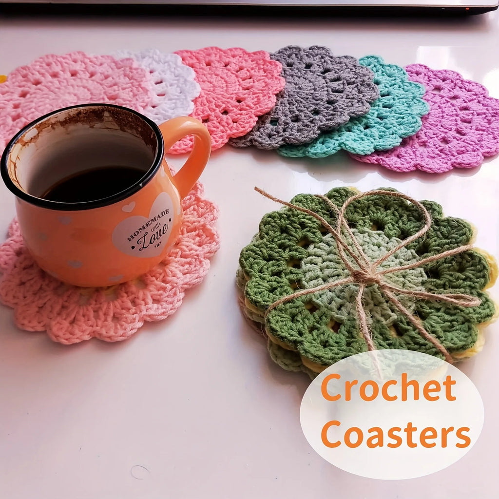 Cute Flower Crochet Coaster Set