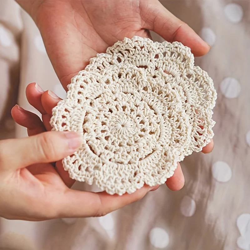 Bohemian Floral Crochet Coaster Set
