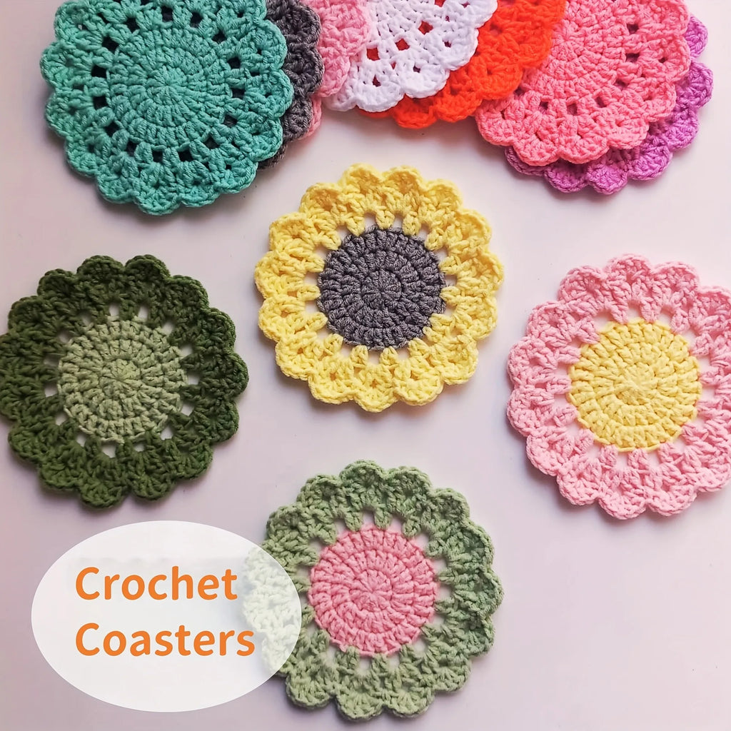 Cute Flower Crochet Coaster Set