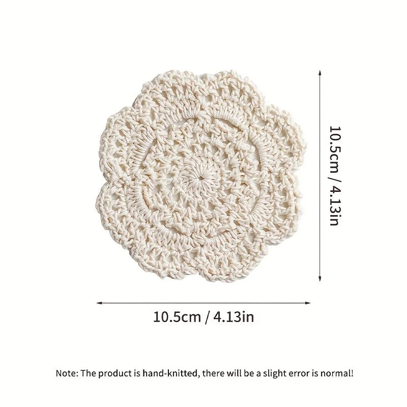 Bohemian Floral Crochet Coaster Set